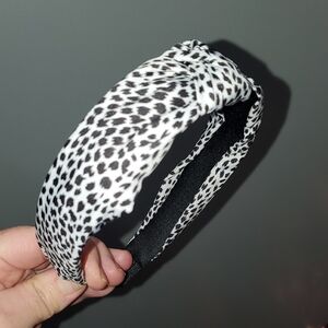 New handmade boutique animal print top knot flexible wide headband